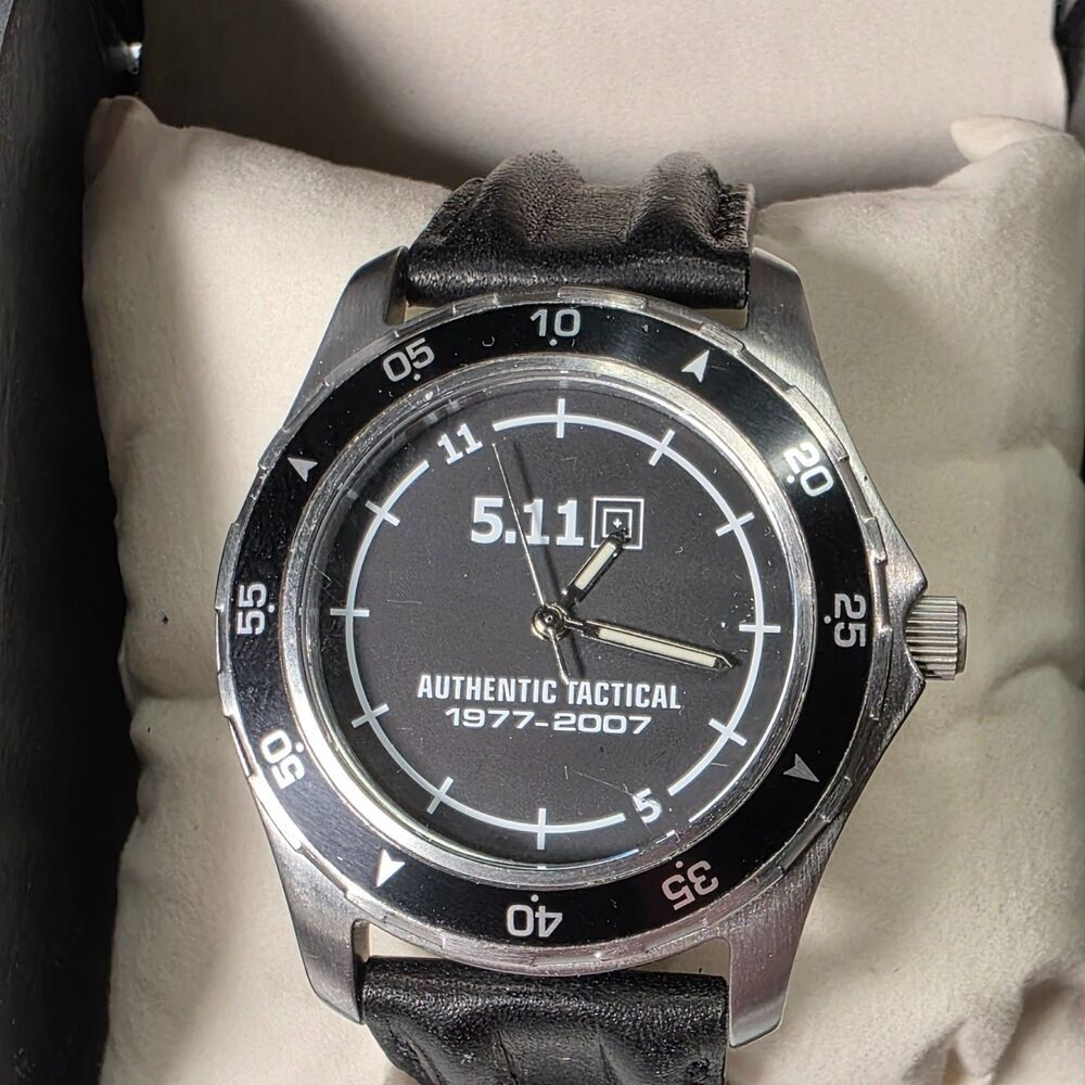 5.11 Tactical 30th Anniversary Men's Watch 1977-2007 Black Leather Wristwatch